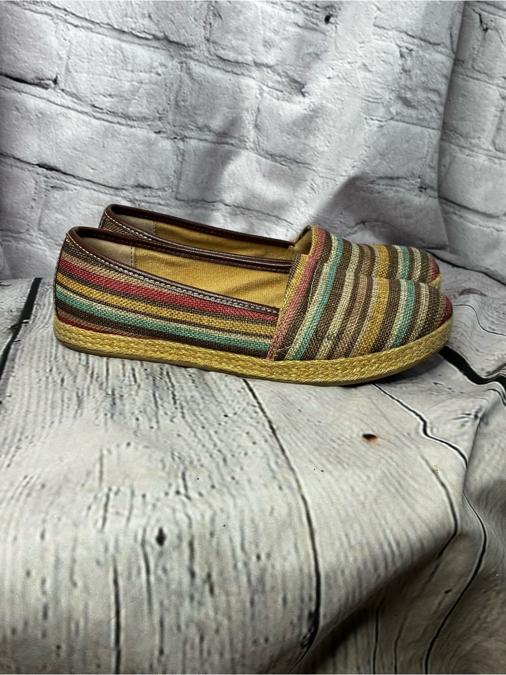 Women’s Striped Multicolor Nautical Espadrille Boho Flats Slip-On Shoes Sz 6.5